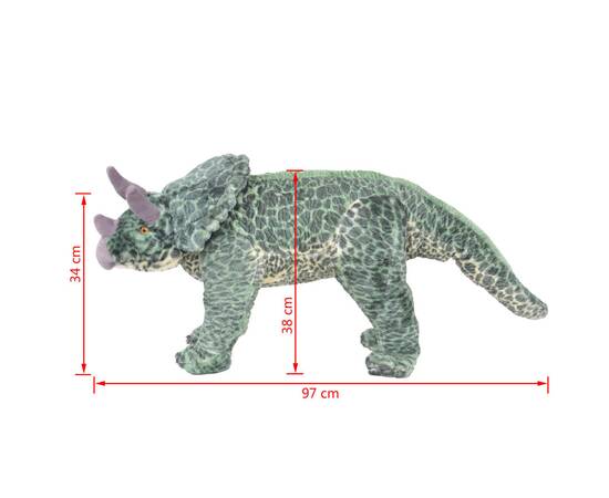 Jucărie de pluș verticală dinozaur triceratops, verde, xxl, 5 image
