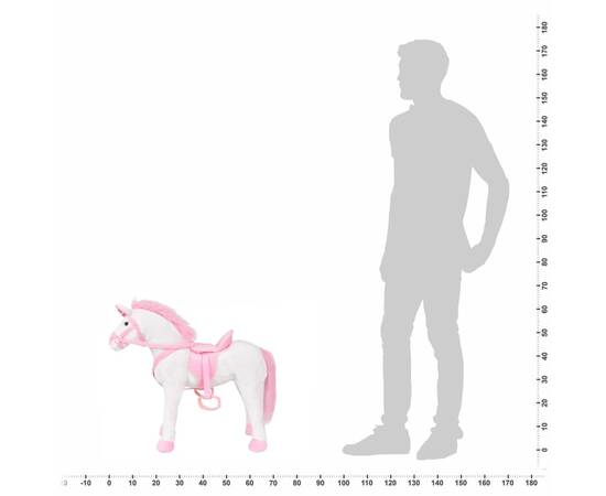 Jucărie unicorn din pluș alb și roz xxl, 6 image