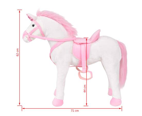 Jucărie unicorn din pluș alb și roz xxl, 7 image