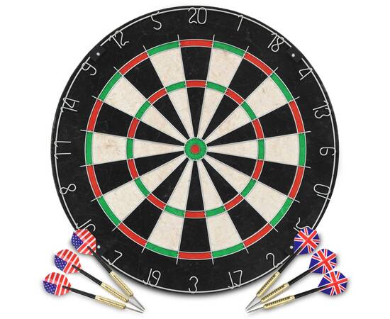 Placă de darts profesională din sisal, cu 6 săgeți și bordură, 2 image