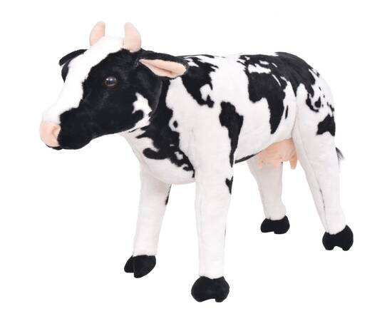 Vacă din pluș de jucărie xxl alb și negru