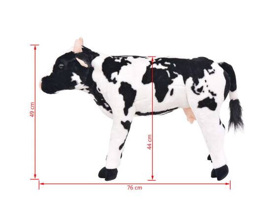 Vacă din pluș de jucărie xxl alb și negru, 5 image