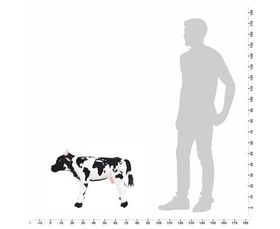 Vacă din pluș de jucărie xxl alb și negru, 4 image