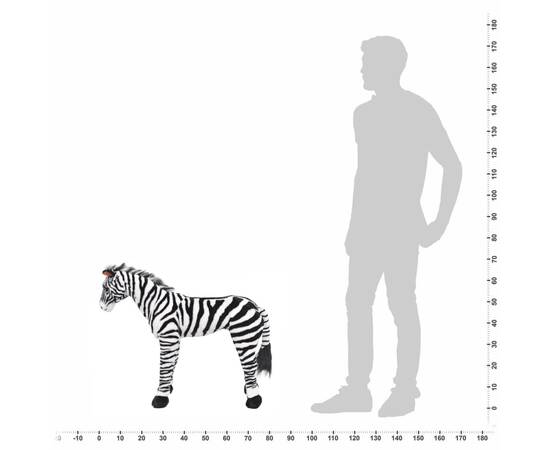 Zebră de jucărie din pluș xxl alb și negru, 4 image