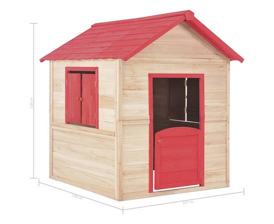 Căsuță de joacă pentru copii, roșu, lemn de brad, 9 image