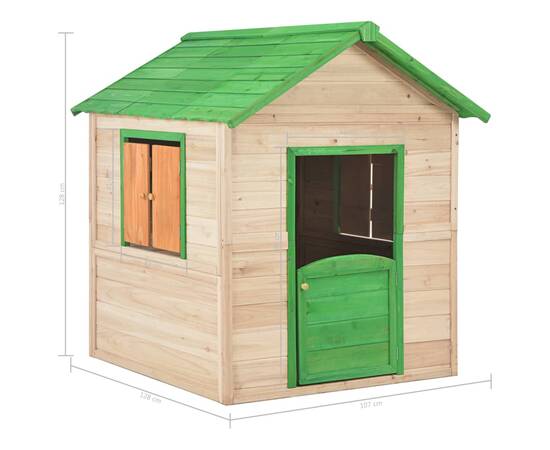 Căsuță de joacă pentru copii, verde, lemn de brad, 9 image
