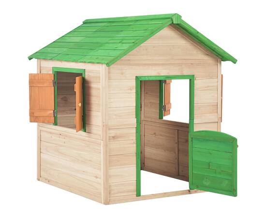 Căsuță de joacă pentru copii, verde, lemn de brad, 4 image