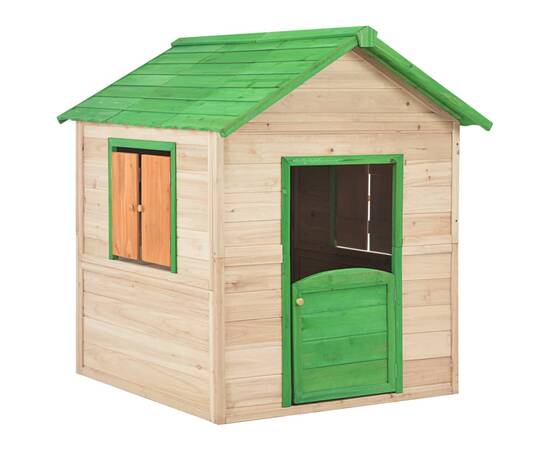 Căsuță de joacă pentru copii, verde, lemn de brad, 3 image