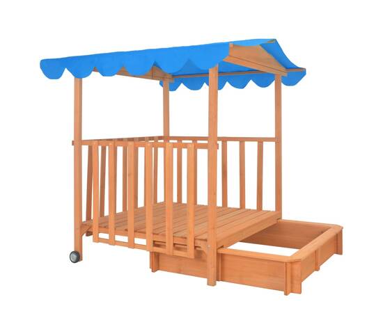 Casă de joacă pentru copii cu groapă nisip albastru lemn brad, 6 image