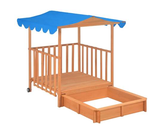 Casă de joacă pentru copii cu groapă nisip albastru lemn brad, 5 image