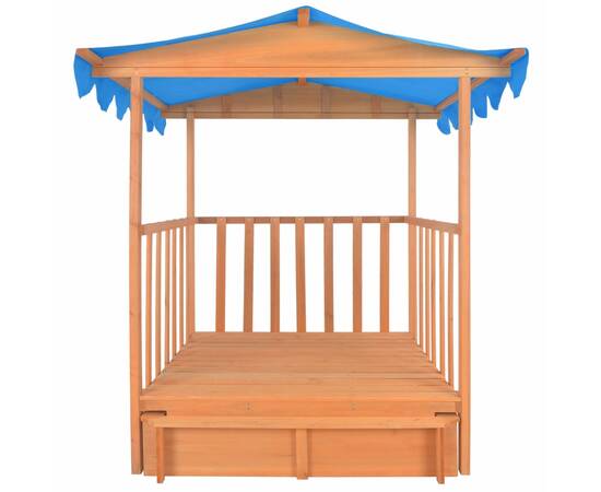 Casă de joacă pentru copii cu groapă nisip albastru lemn brad, 4 image