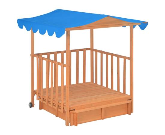 Casă de joacă pentru copii cu groapă nisip albastru lemn brad, 3 image
