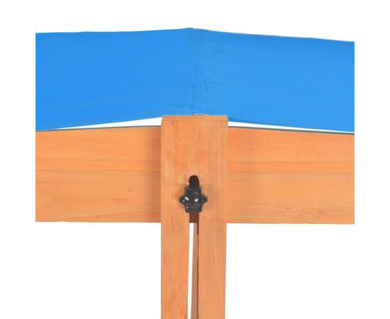 Cutie de nisip cu acoperiș ajustabil albastru lemn de brad uv50, 8 image