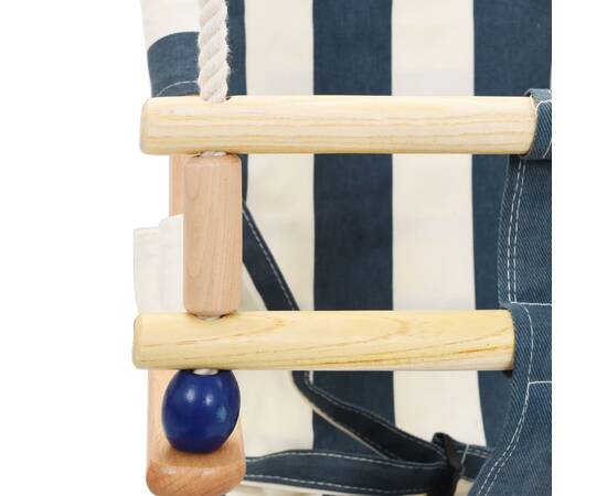Leagăn bebeluș cu centură siguranță, albastru, bumbac, lemn, 8 image