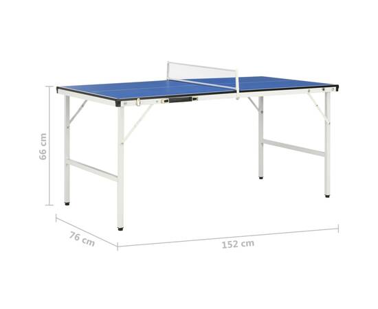 Masă de ping pong cu fileu, albastru, 152 x 76 x 66 cm, 10 image