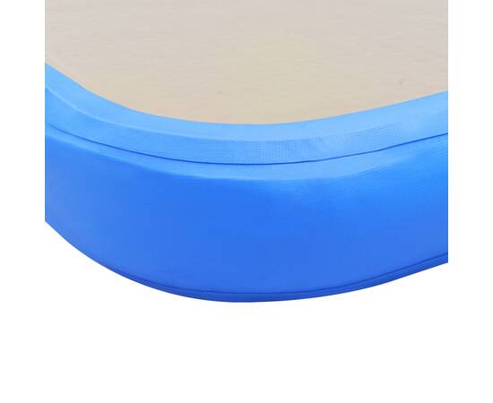 Saltea gimnastică gonflabilă cu pompă albastru 300x100x10cm pvc, 11 image