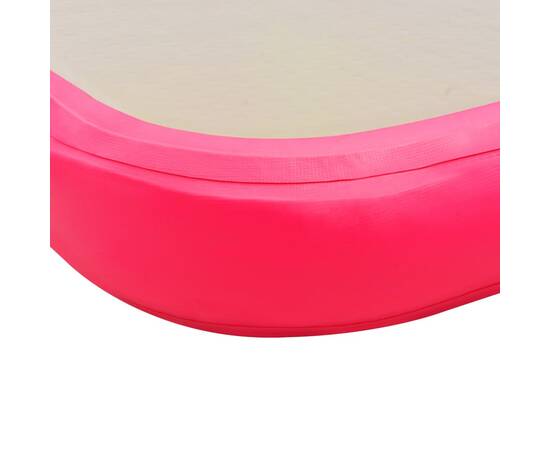 Saltea gimnastică gonflabilă cu pompă roz 300x100x10cm pvc, 11 image