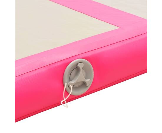Saltea gimnastică gonflabilă cu pompă roz 300x100x10cm pvc, 9 image