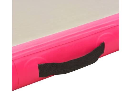 Saltea gimnastică gonflabilă cu pompă roz 400x100x10cm pvc, 10 image