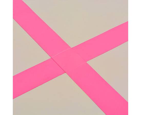 Saltea gimnastică gonflabilă cu pompă roz 500x100x10cm pvc, 3 image
