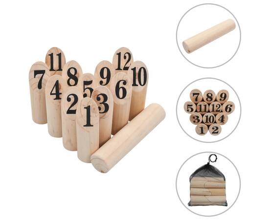 Set pentru joc kubb cu numere, lemn