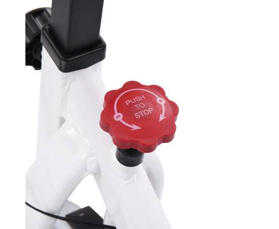 Bicicletă antrenament fitness, cu senzori puls, alb și roșu, 6 image