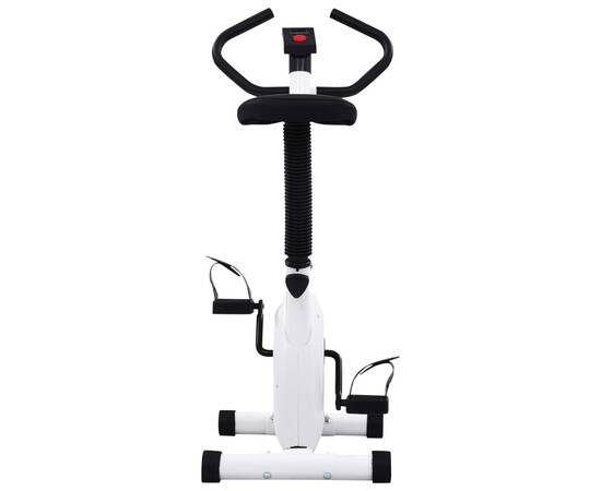 Bicicletă fitness cu curea de rezistență, alb, 5 image