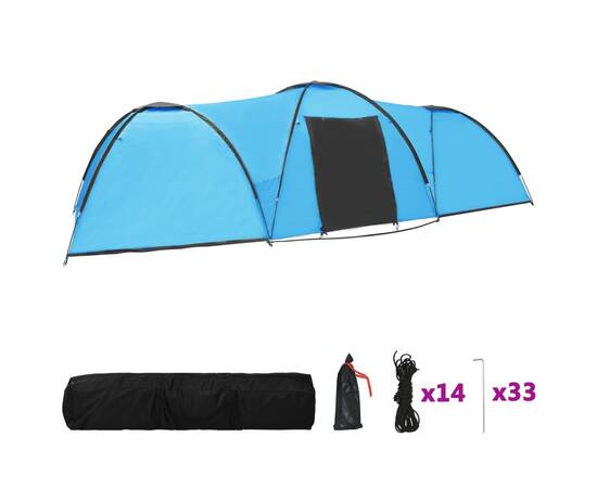 Cort camping tip iglu, 8 persoane, albastru, 650x240x190 cm, 3 image