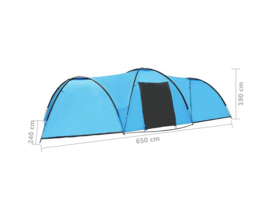 Cort camping tip iglu, 8 persoane, albastru, 650x240x190 cm, 9 image