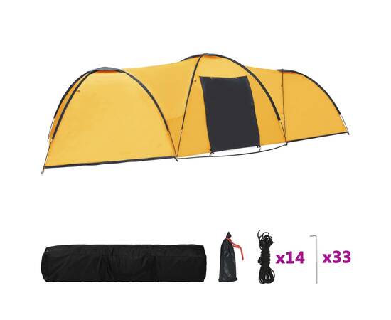 Cort camping tip iglu, 8 persoane, galben, 650 x 240 x 190 cm, 3 image