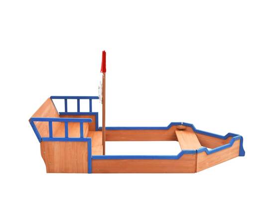 Groapă de nisip, navă pirat, 190 x 94,5 x 101 cm, lemn de brad, 4 image