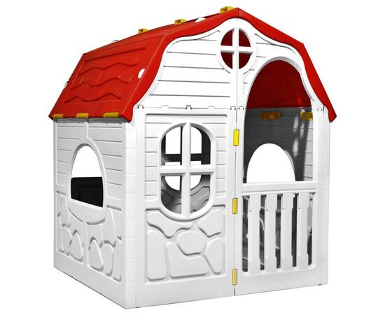 Căsuță de joacă pliabilă copii cu ușă și ferestre funcționale, 4 image