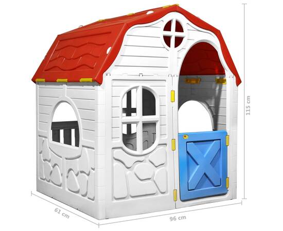 Căsuță de joacă pliabilă copii cu ușă și ferestre funcționale, 8 image