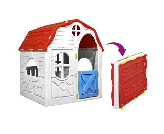 Căsuță de joacă pliabilă copii cu ușă și ferestre funcționale, 2 image
