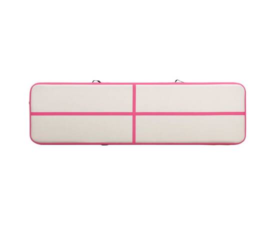 Saltea gimnastică gonflabilă cu pompă roz 600x100x20 cm pvc, 5 image