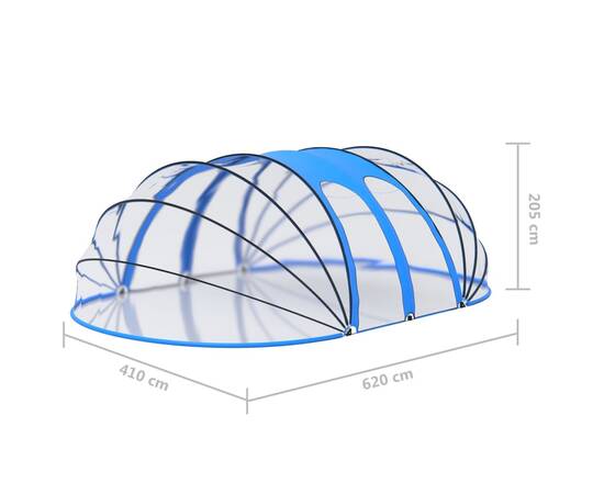 Cupolă pentru piscină, 620x410x205 cm, oval, 7 image