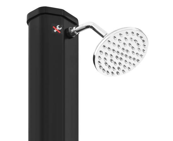 Duș solar de exterior cu cap de duș și robinet, negru, 35 l, 10 image