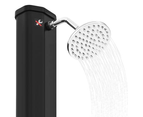 Duș solar de exterior cu cap de duș și robinet, negru, 35 l, 9 image