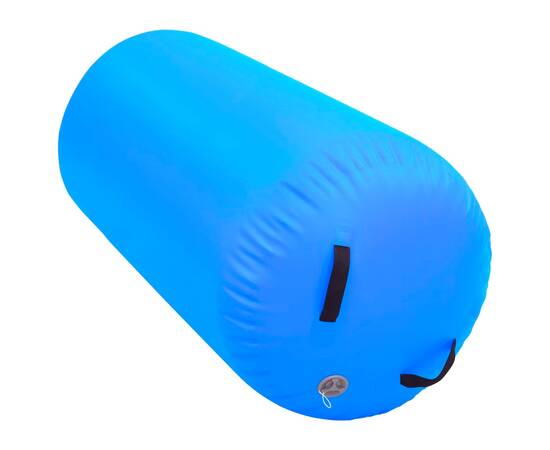 Rulou de gimnastică gonflabil cu pompă, albastru, 120x90 cm pvc, 4 image