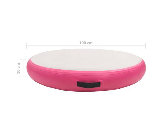 Saltea de gimnastică gonflabilă cu pompă roz 100x100x10 cm pvc, 11 image