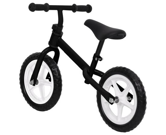Bicicletă pentru echilibru 12 inci, cu roți, negru, 3 image