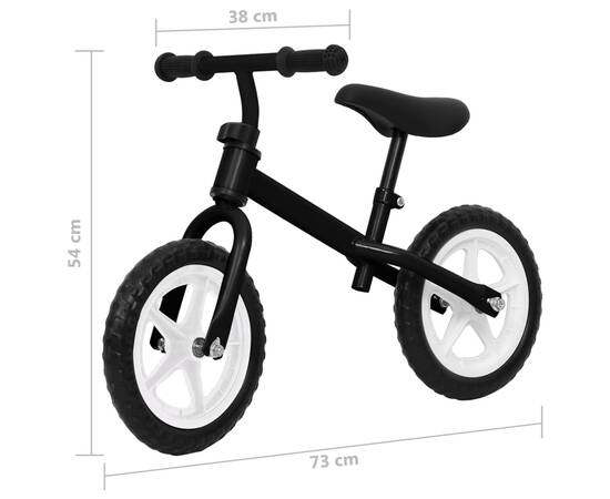 Bicicletă pentru echilibru 12 inci, cu roți, negru, 7 image