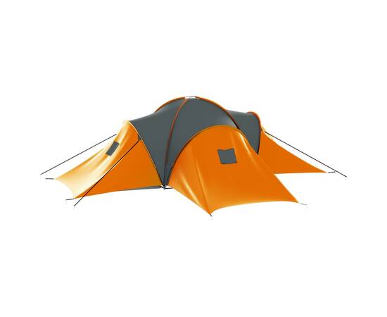 Cort camping, 9 persoane, gri și portocaliu, material textil, 2 image