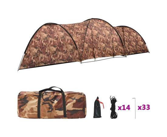 Cort camping tip iglu, 8 persoane, camuflaj, 650x240x190 cm, 3 image