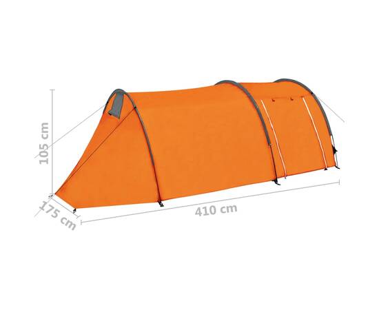 Cort de camping, 4 persoane, gri și portocaliu, 9 image