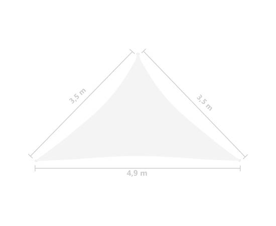 Parasolar, alb, 3,5x3,5x4,9 m, țesătură oxford, triunghiular, 6 image