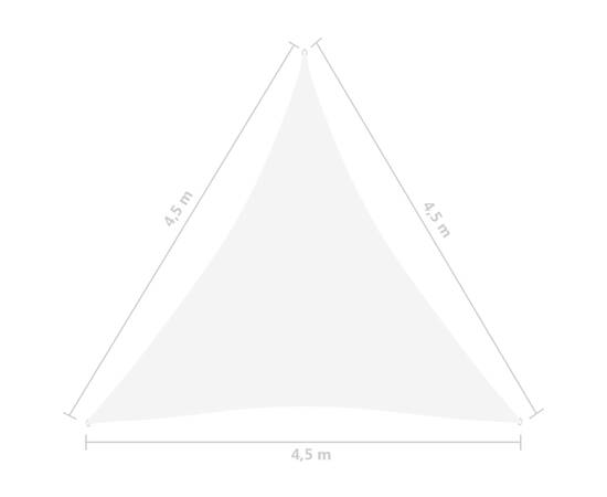 Parasolar, alb, 4,5x4,5x4,5 m, țesătură oxford, triunghiular, 6 image