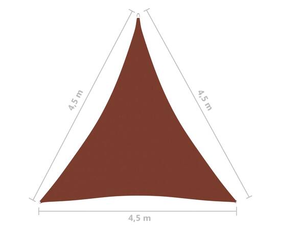 Parasolar cărămiziu 4,5x4,5x4,5 m țesătură oxford triunghiular, 6 image