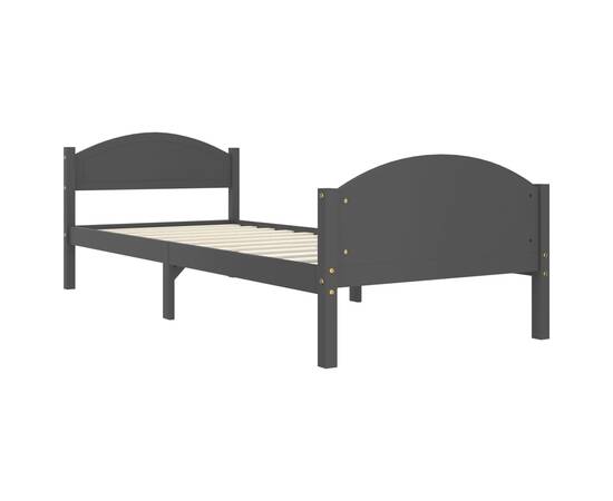 Cadru de pat, gri închis, 100x200 cm, lemn masiv de pin, 3 image