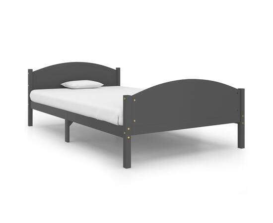 Cadru de pat, gri închis, 120x200 cm, lemn masiv de pin, 2 image